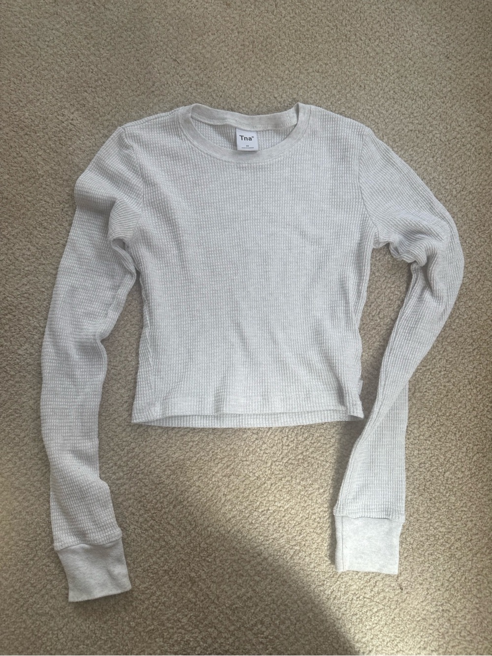 TNA Cream Waffle-Knit Long Sleeve Top